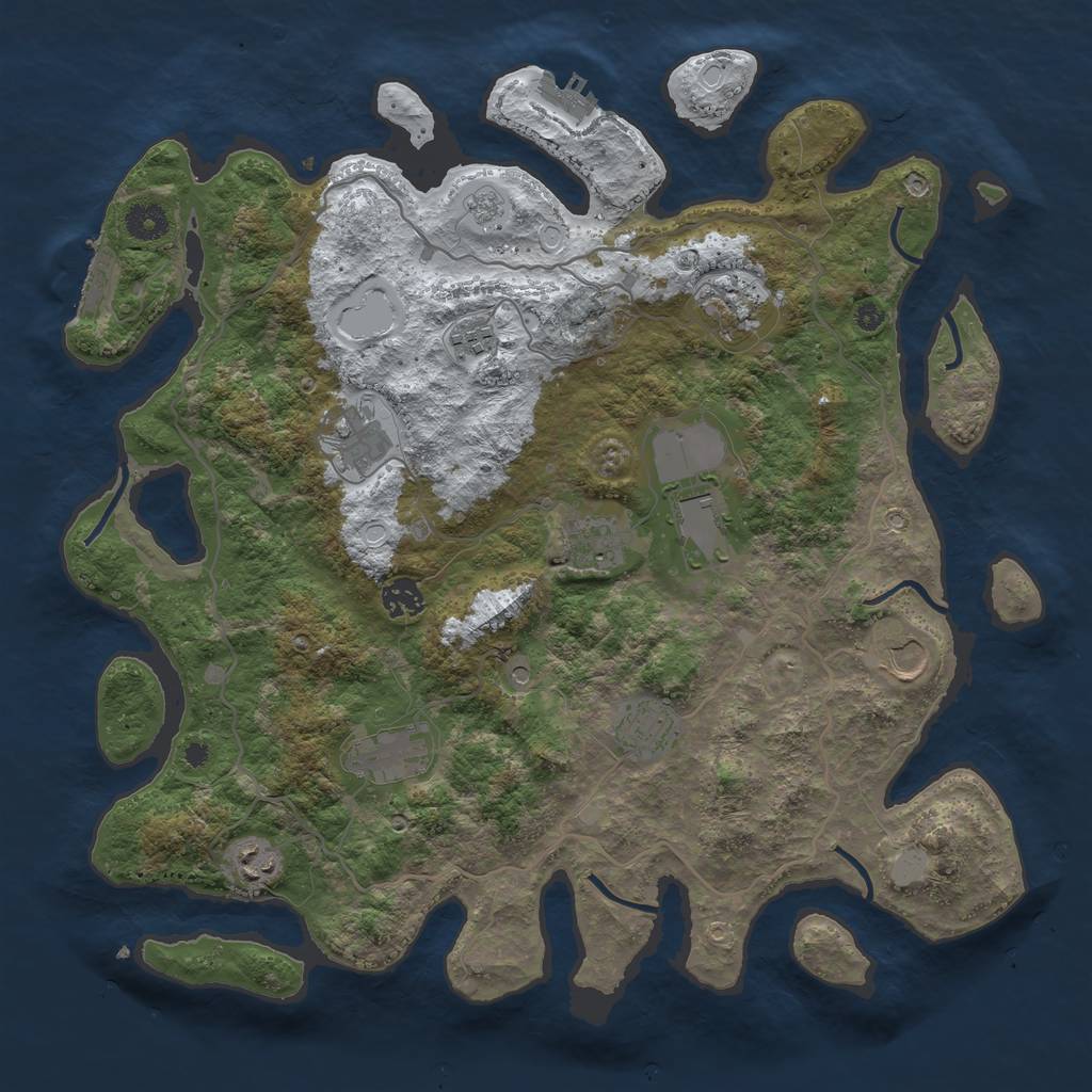 Rust Map: Procedural Map, Size: 4000, Seed: 136781830, 19 Monuments