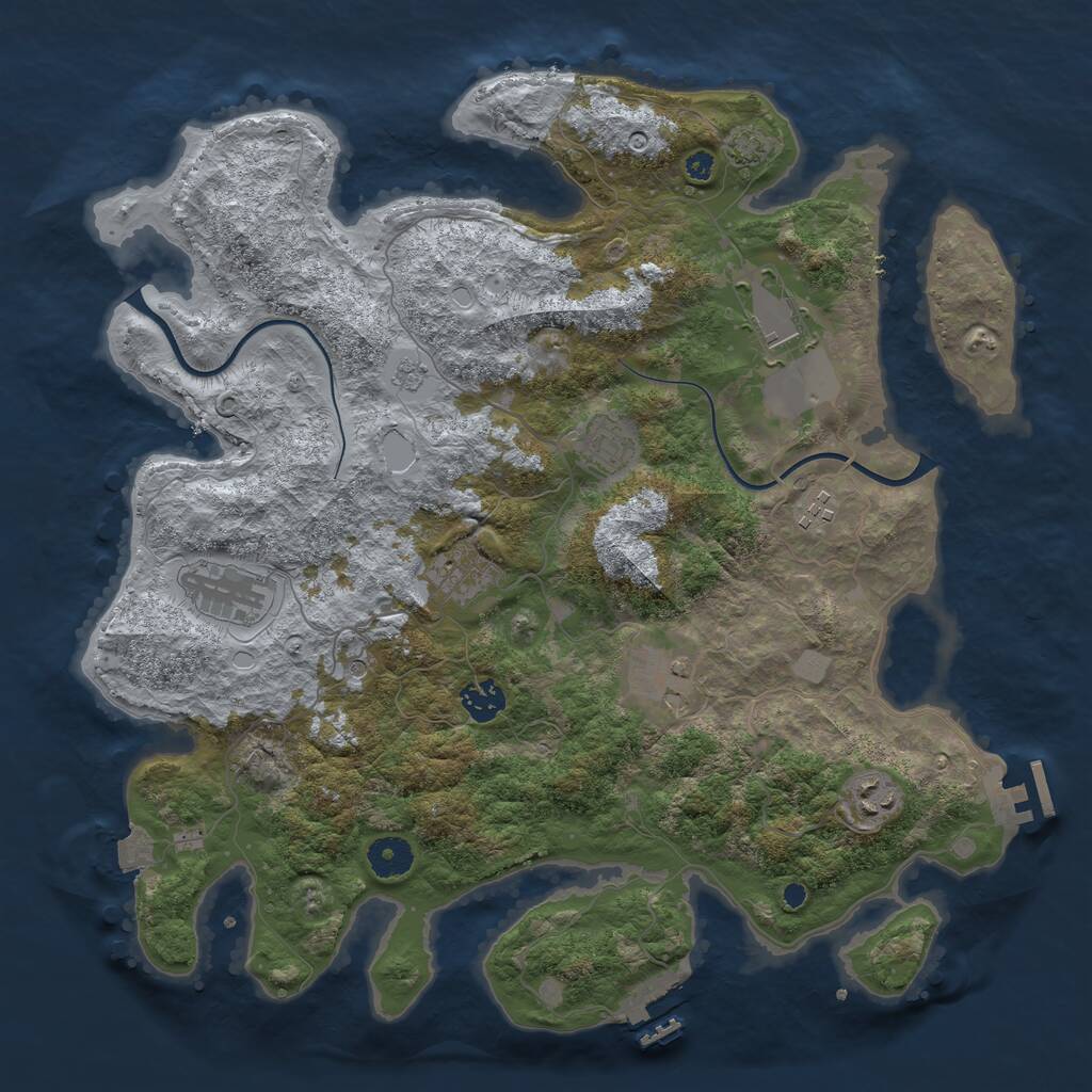 Rust Map: Procedural Map, Size: 3850, Seed: 1326233081, 14 Monuments