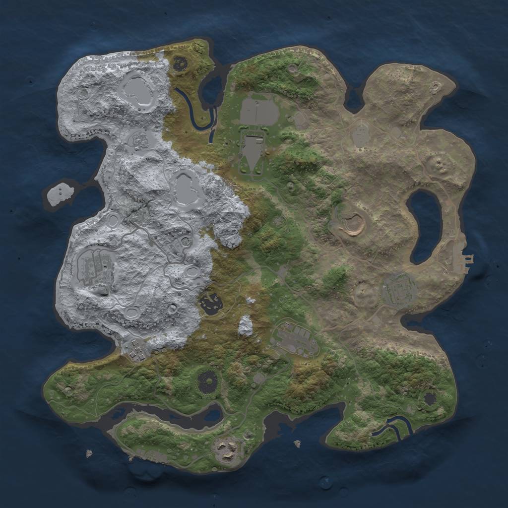 Rust Map: Procedural Map, Size: 3500, Seed: 1825797103, 17 Monuments