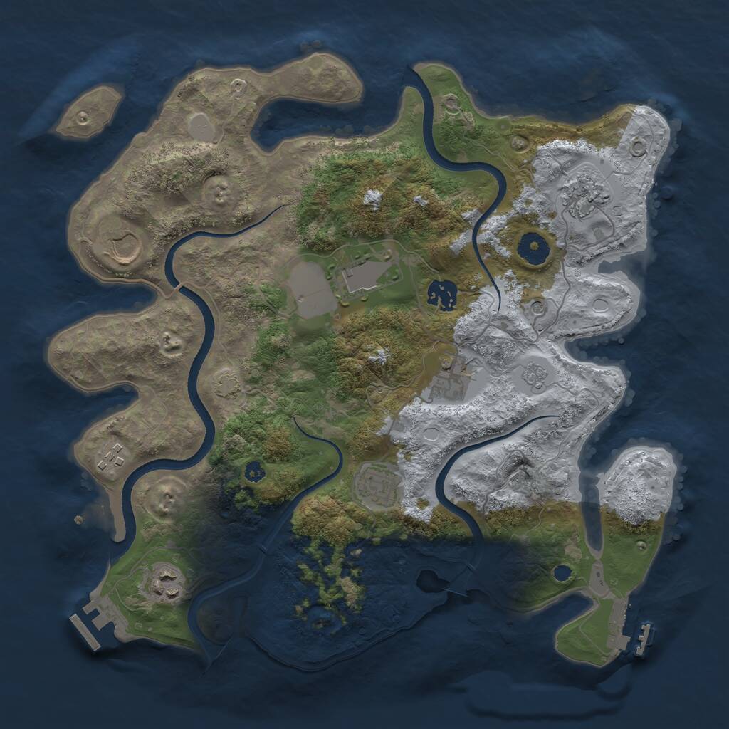 Rust Map: Procedural Map, Size: 3500, Seed: 1158478884, 14 Monuments
