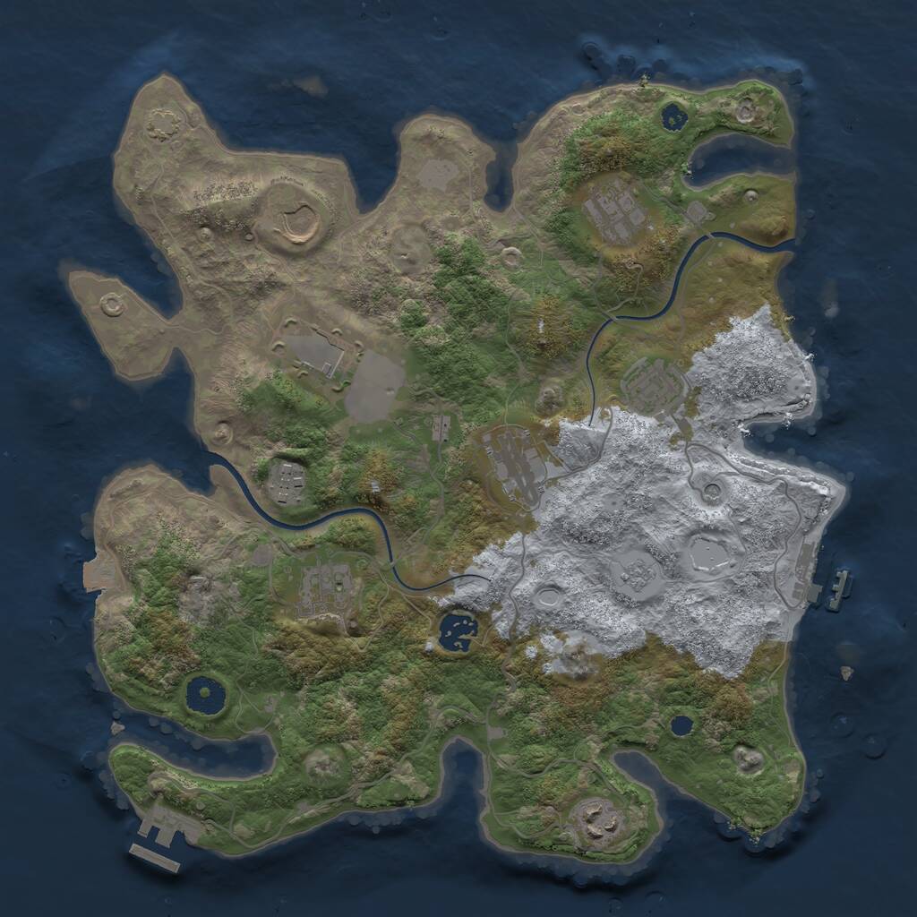 Rust Map: Procedural Map, Size: 3550, Seed: 1402768774, 15 Monuments