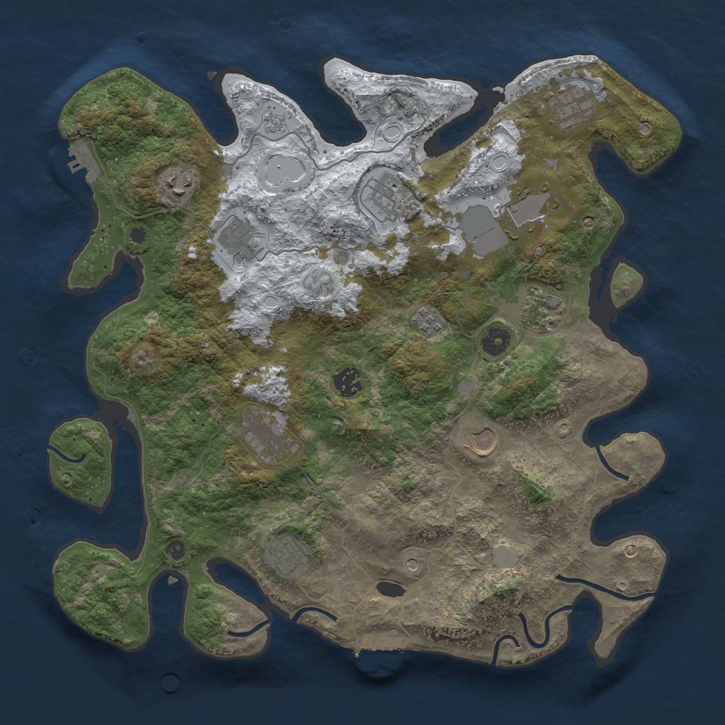 Rust Map: Procedural Map, Size: 3850, Seed: 381140149, 20 Monuments