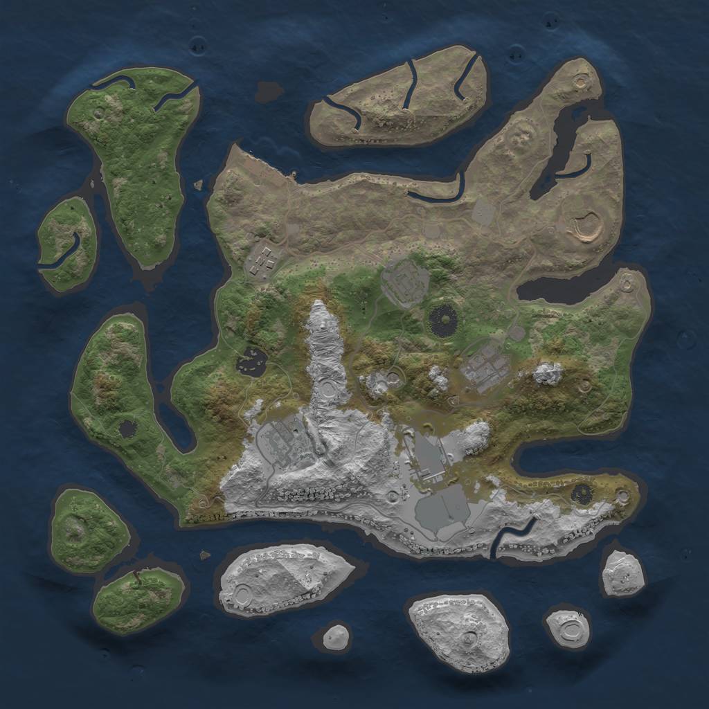 Rust Map: Procedural Map, Size: 3500, Seed: 549545515, 14 Monuments