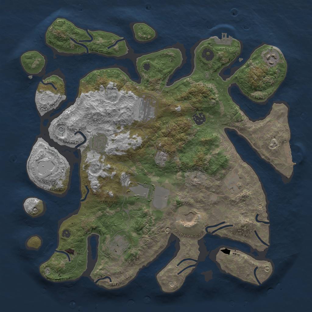 Rust Map: Procedural Map, Size: 3800, Seed: 1596516, 20 Monuments