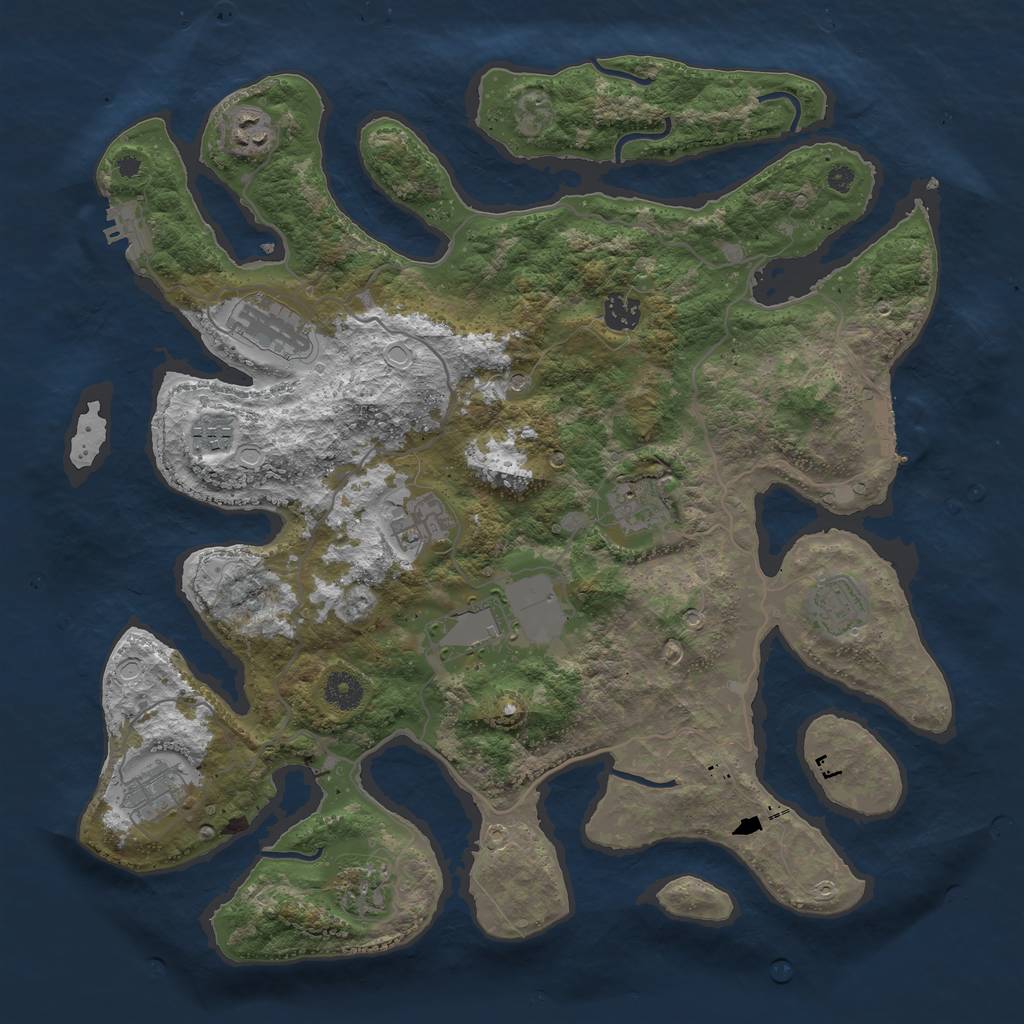 Rust Map: Procedural Map, Size: 4000, Seed: 12008, 21 Monuments