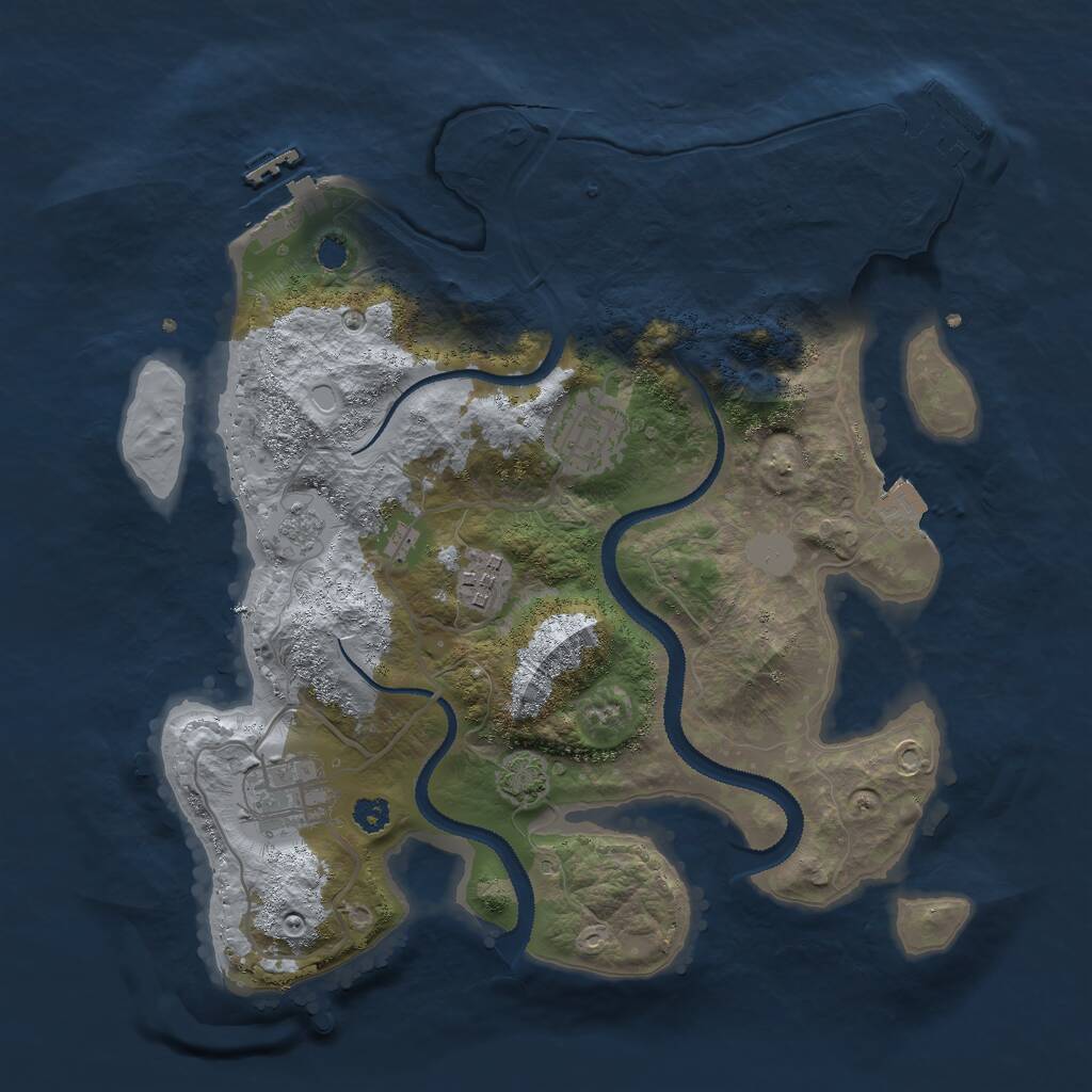Rust Map: Procedural Map, Size: 3000, Seed: 1099625276, 8 Monuments