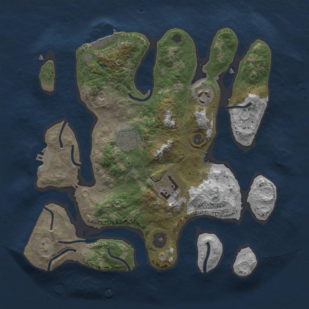 Rust Map: Procedural Map, Size: 3000, Seed: 215, 14 Monuments