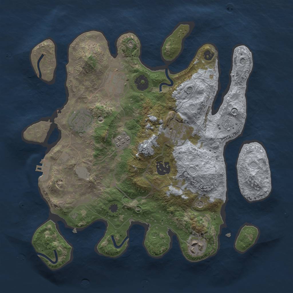 Rust Map: Procedural Map, Size: 3000, Seed: 583547, 12 Monuments