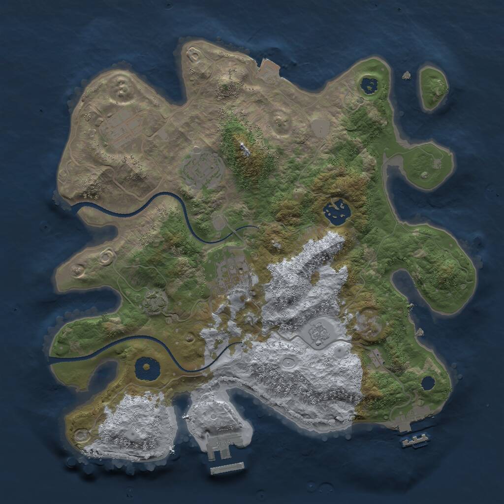 Rust Map: Procedural Map, Size: 3000, Seed: 339600, 9 Monuments