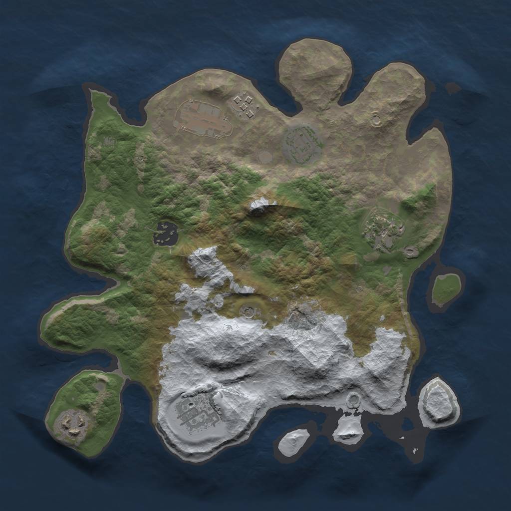 Rust Map: Barren, Size: 3000, Seed: 348080, 10 Monuments