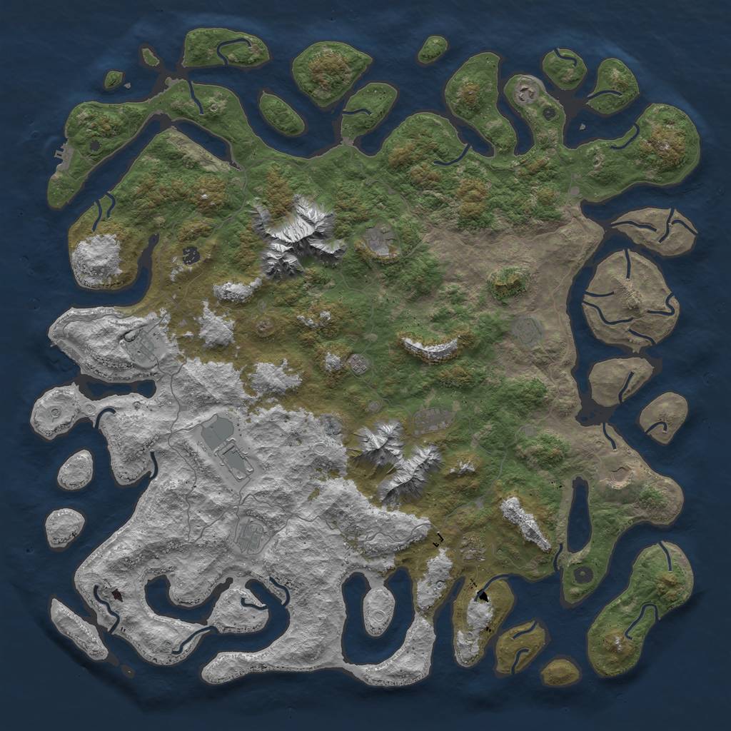 Rust Map: Procedural Map, Size: 6000, Seed: 1986947484, 19 Monuments
