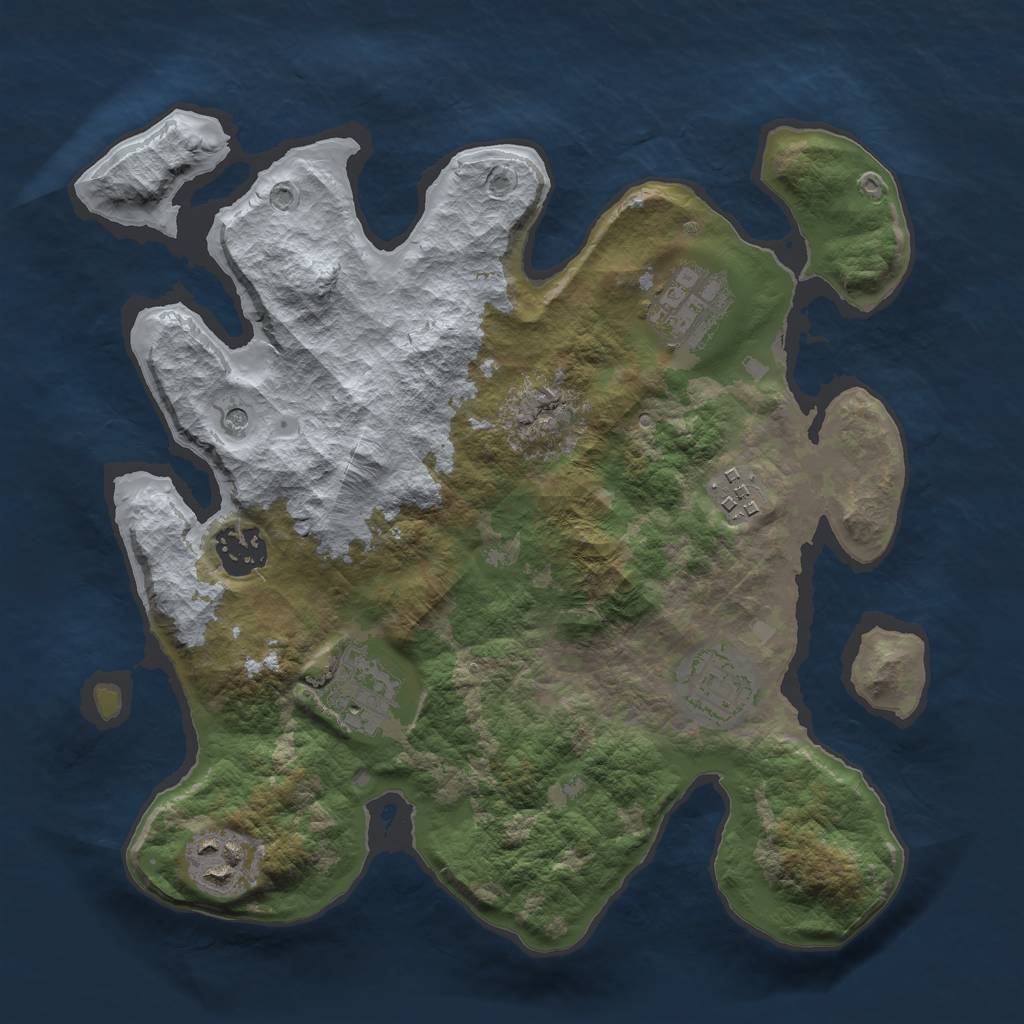 Rust Map: Barren, Size: 3000, Seed: 700986, 9 Monuments