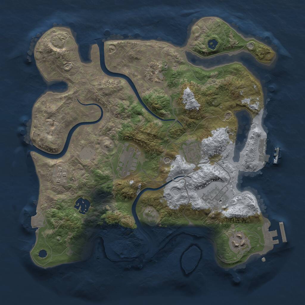 Rust Map: Procedural Map, Size: 3000, Seed: 445421, 12 Monuments