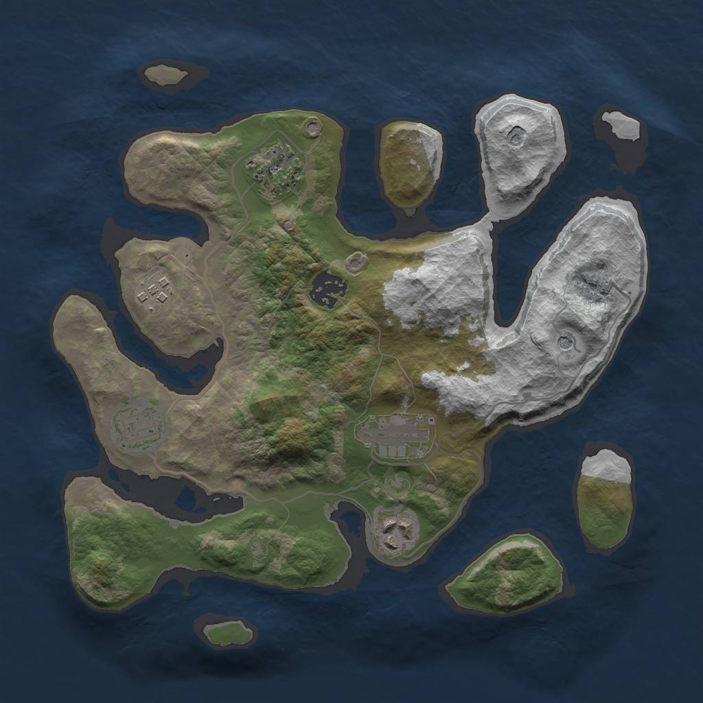 Rust Map: Barren, Size: 3000, Seed: 901075, 9 Monuments