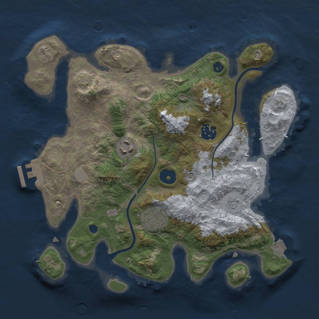 Rust Map: Procedural Map, Size: 3000, Seed: 366687, 8 Monuments