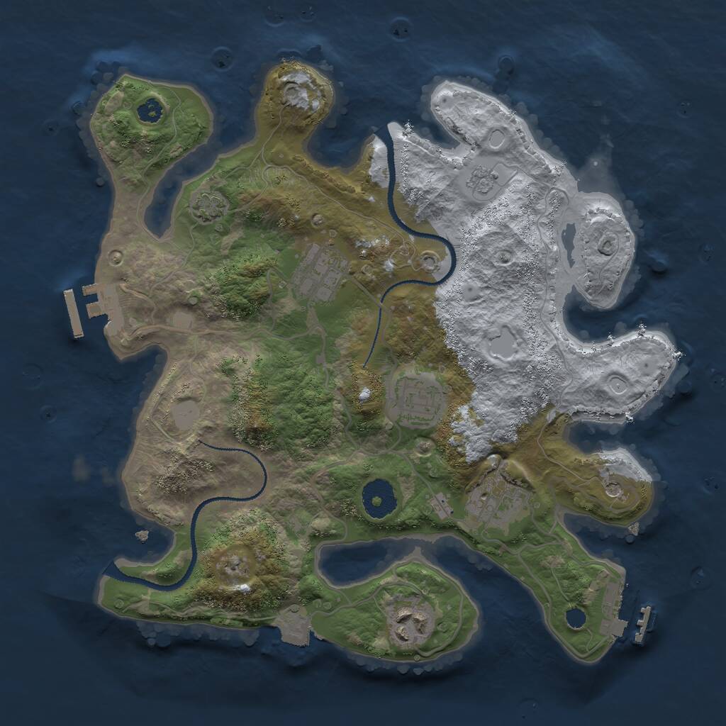 Rust Map: Procedural Map, Size: 3000, Seed: 569864, 10 Monuments