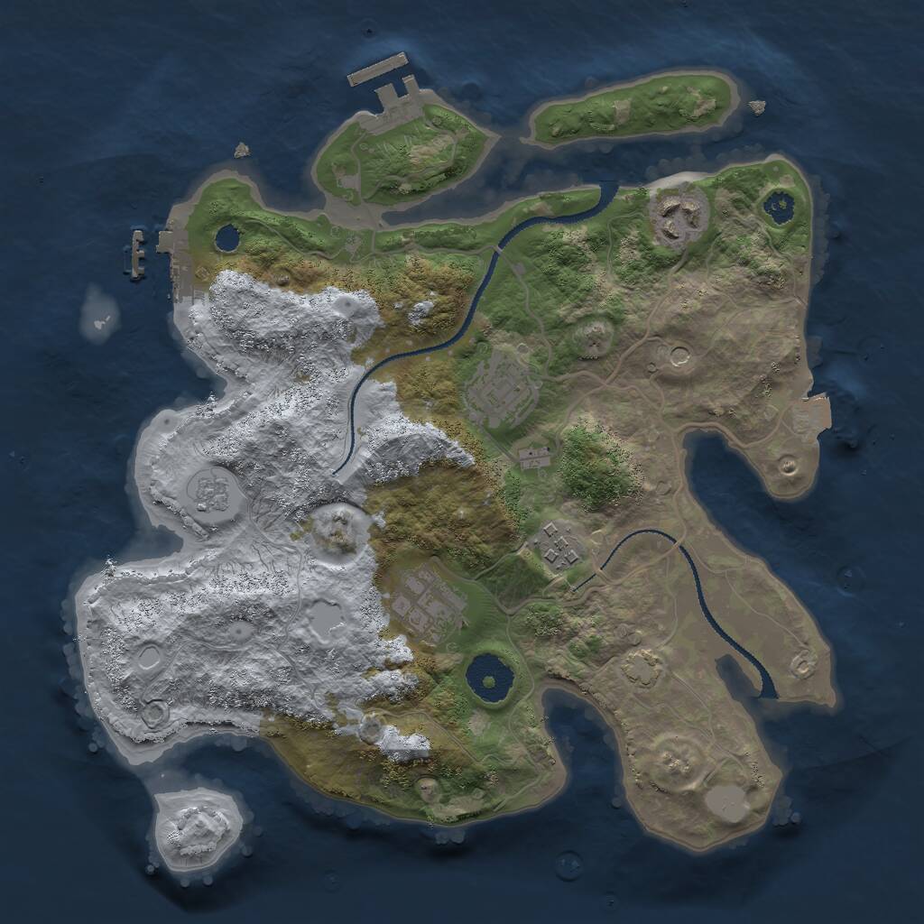 Rust Map: Procedural Map, Size: 3000, Seed: 961605, 10 Monuments