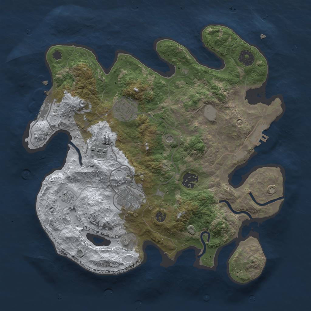 Rust Map: Procedural Map, Size: 3000, Seed: 344806, 13 Monuments