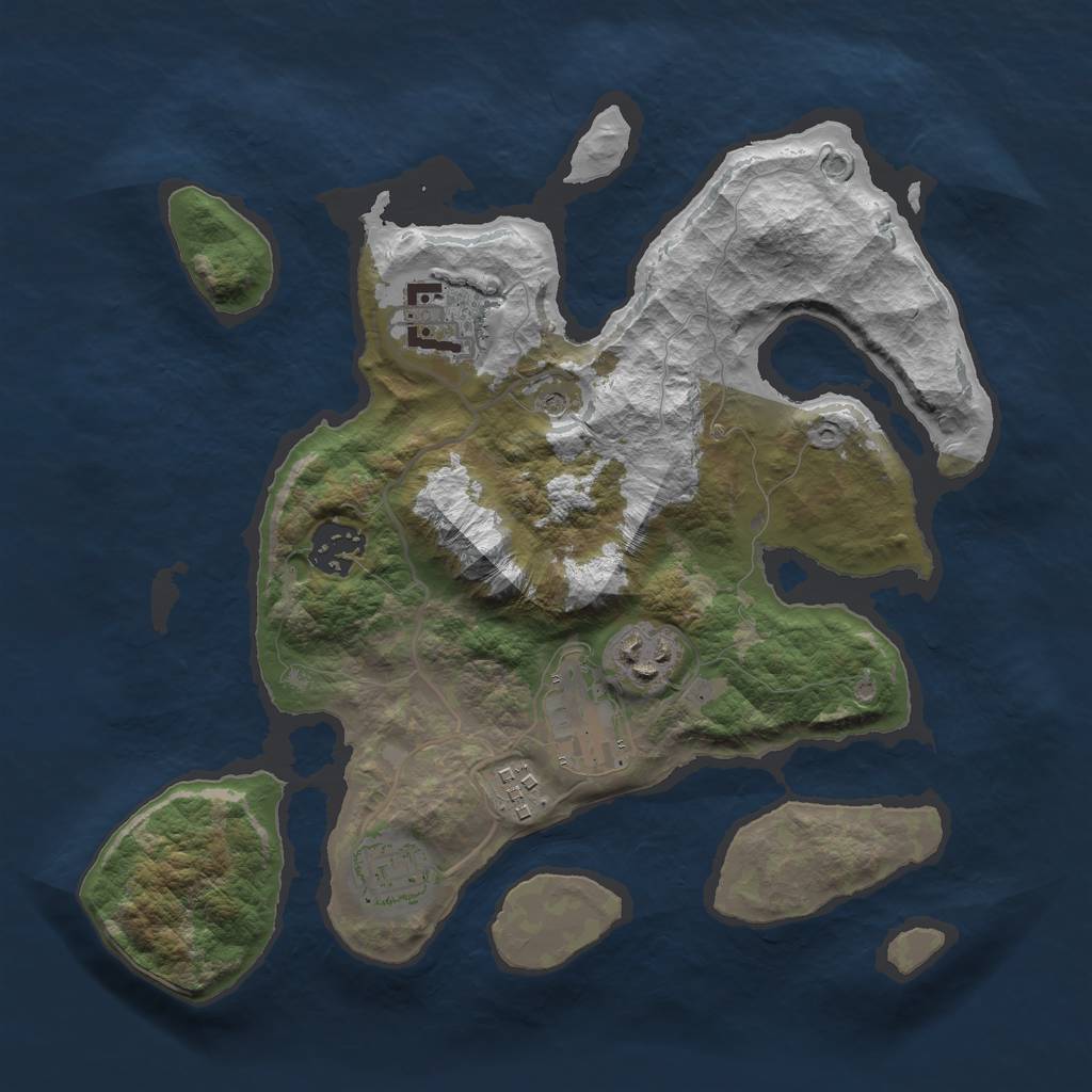 Rust Map: Barren, Size: 3000, Seed: 902196, 9 Monuments