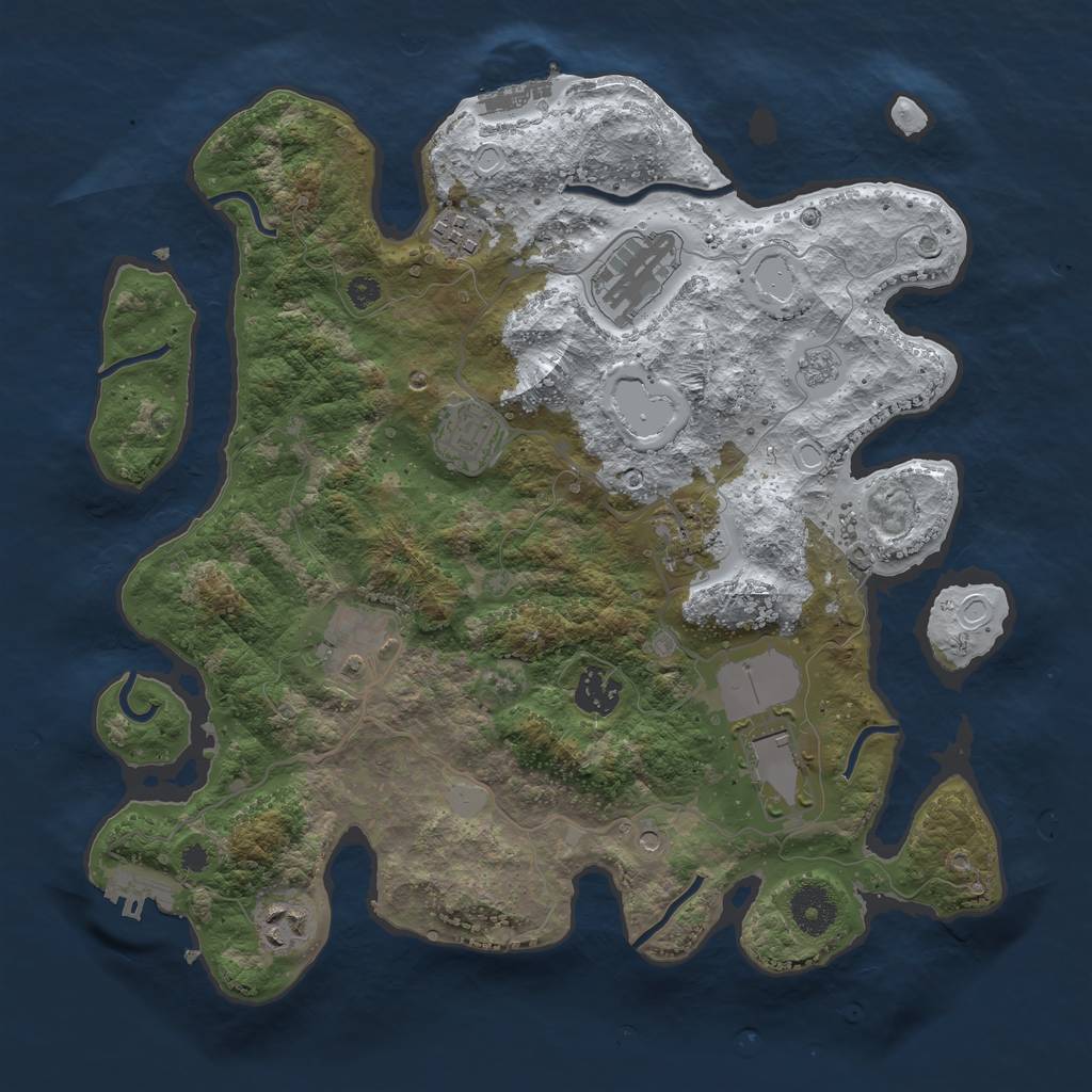 Rust Map: Procedural Map, Size: 3500, Seed: 5588, 17 Monuments