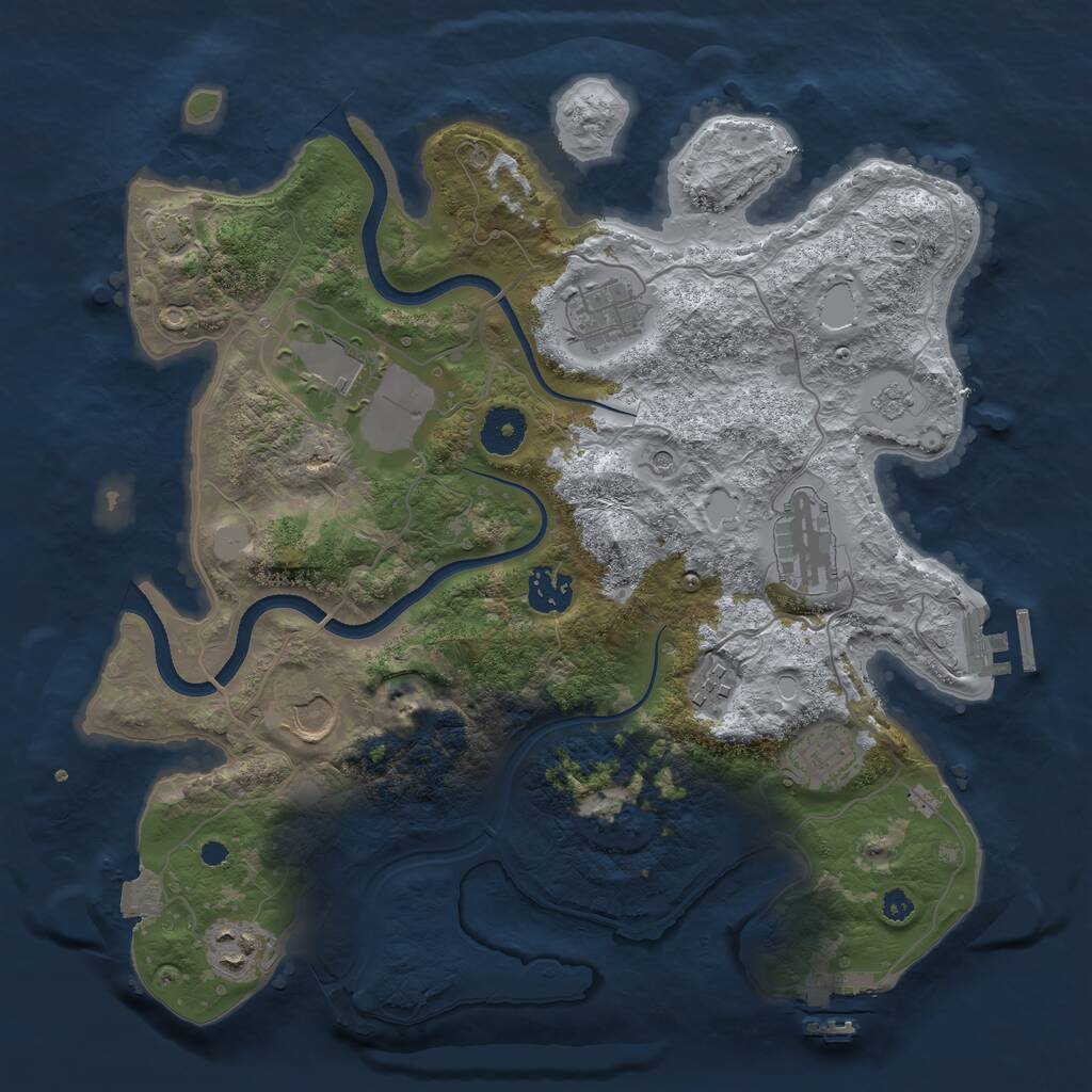 Rust Map: Procedural Map, Size: 3500, Seed: 86888552, 14 Monuments