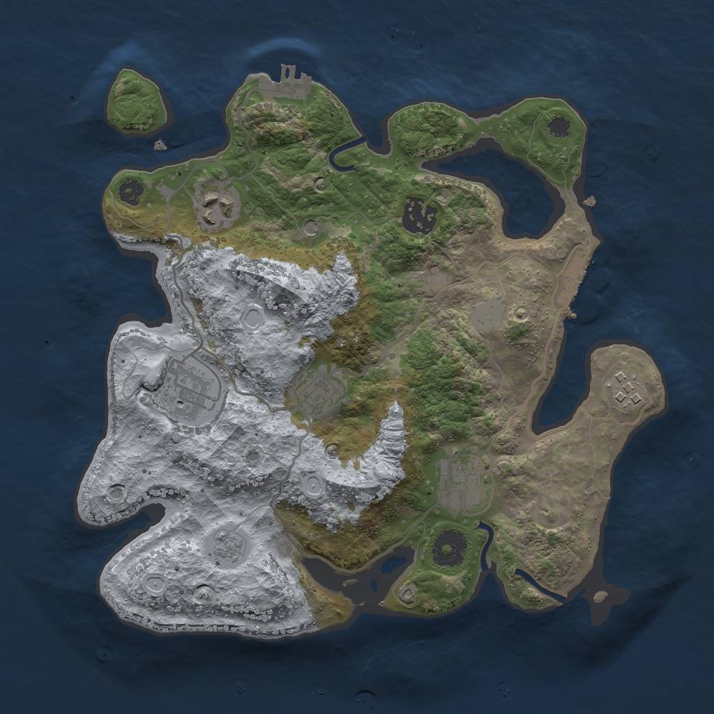 Rust Map: Procedural Map, Size: 3000, Seed: 1742186520, 15 Monuments