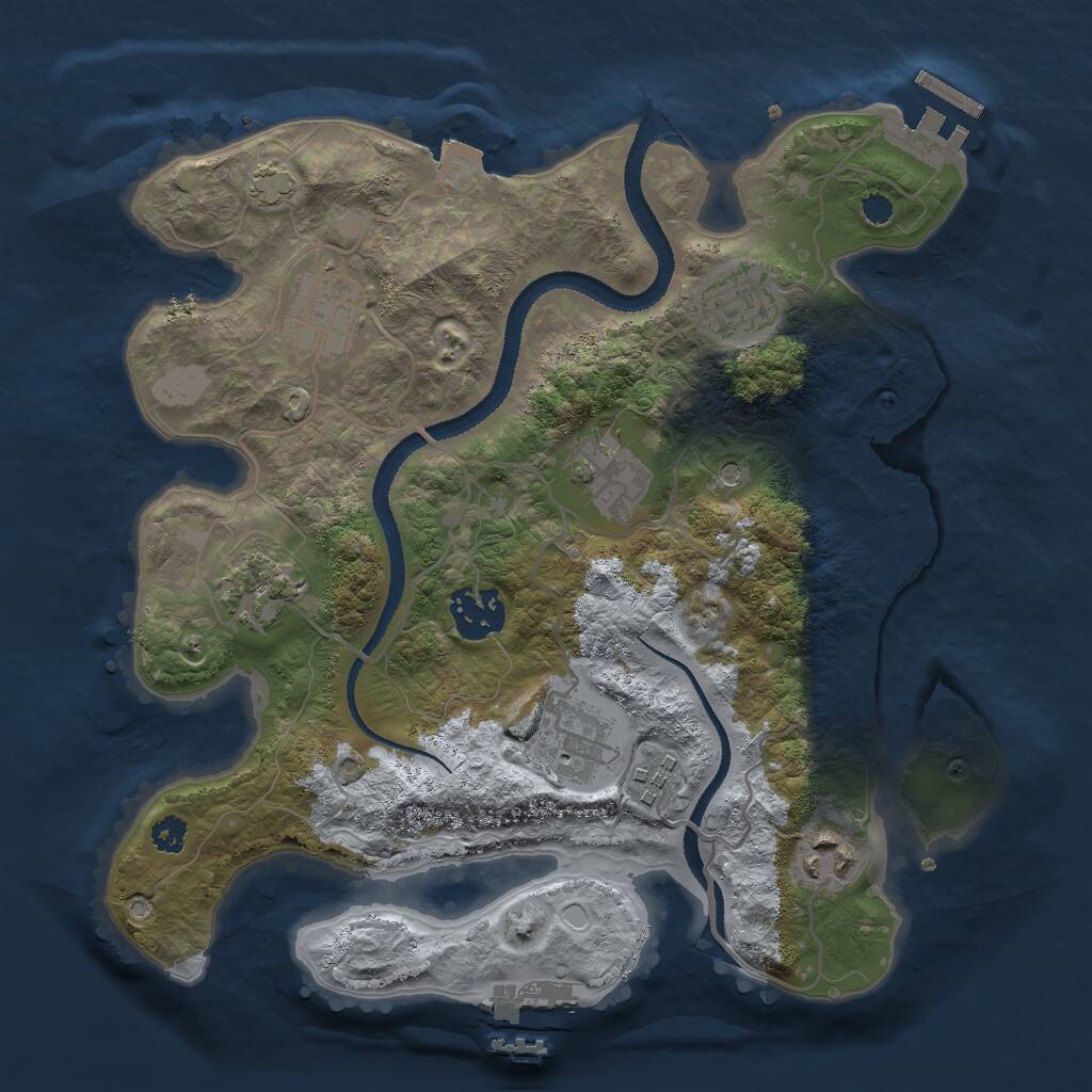 Rust Map: Procedural Map, Size: 3000, Seed: 984166, 13 Monuments