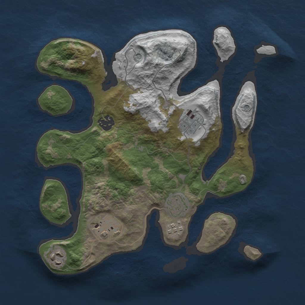 Rust Map: Barren, Size: 3000, Seed: 590913, 9 Monuments
