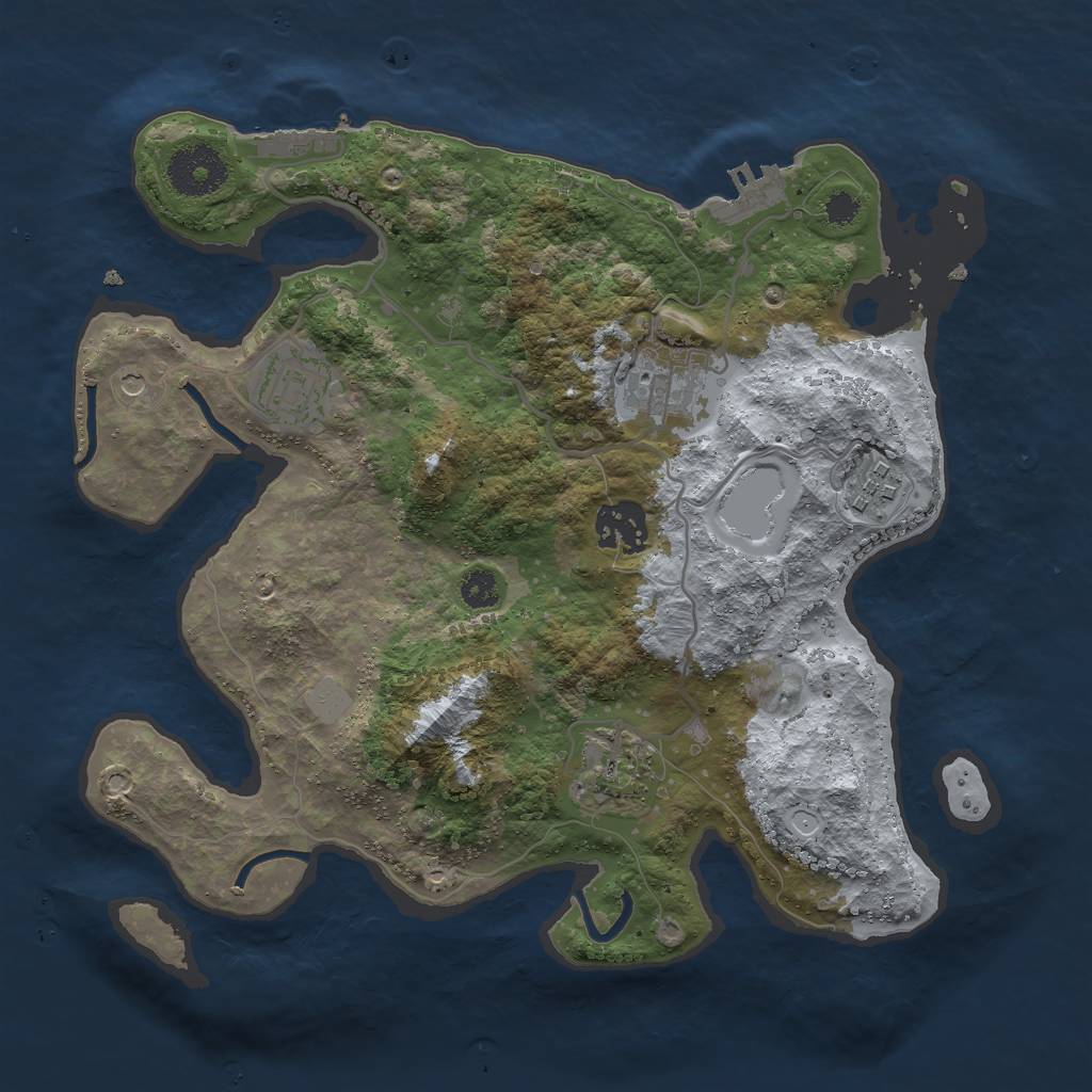 Rust Map: Procedural Map, Size: 3000, Seed: 459789, 11 Monuments