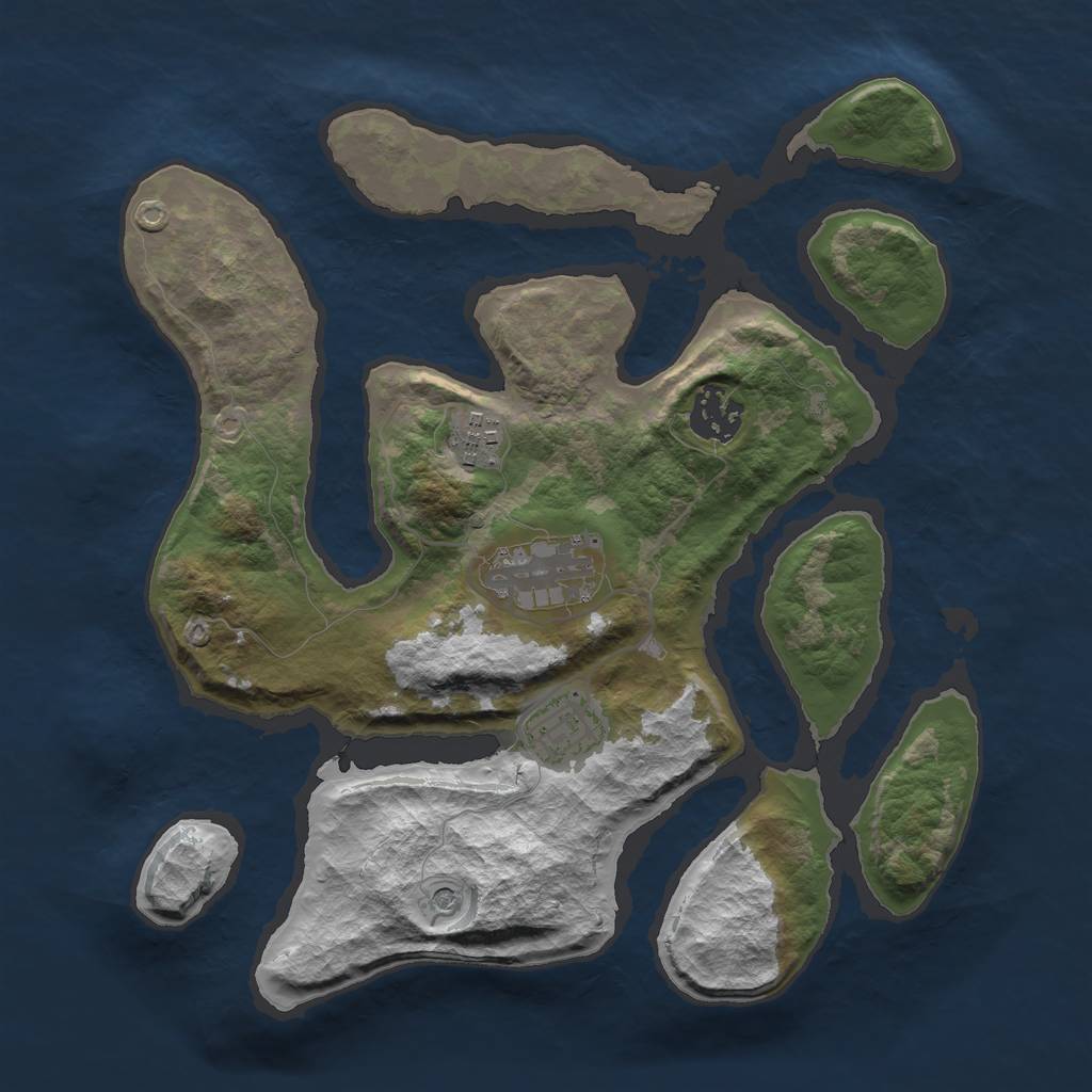 Rust Map: Barren, Size: 3000, Seed: 507584, 7 Monuments