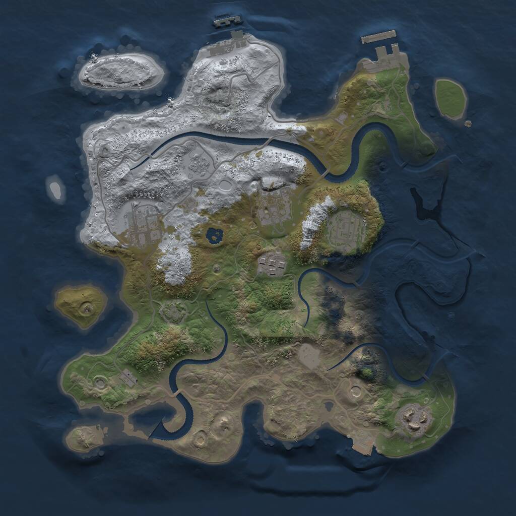 Rust Map: Procedural Map, Size: 3000, Seed: 732413, 11 Monuments
