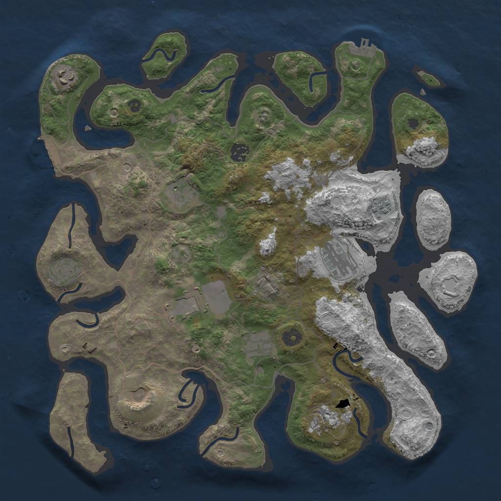 Rust Map: Procedural Map, Size: 4000, Seed: 123652233, 18 Monuments