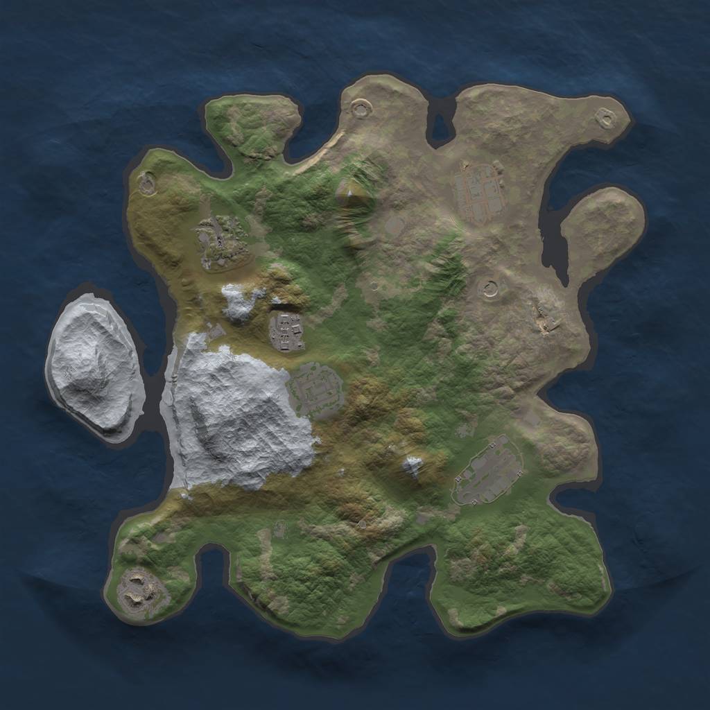Rust Map: Barren, Size: 3000, Seed: 470422, 9 Monuments