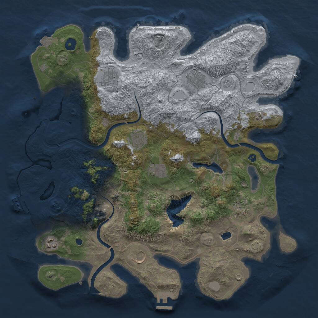 Rust Map: Procedural Map, Size: 4000, Seed: 103936559, 14 Monuments