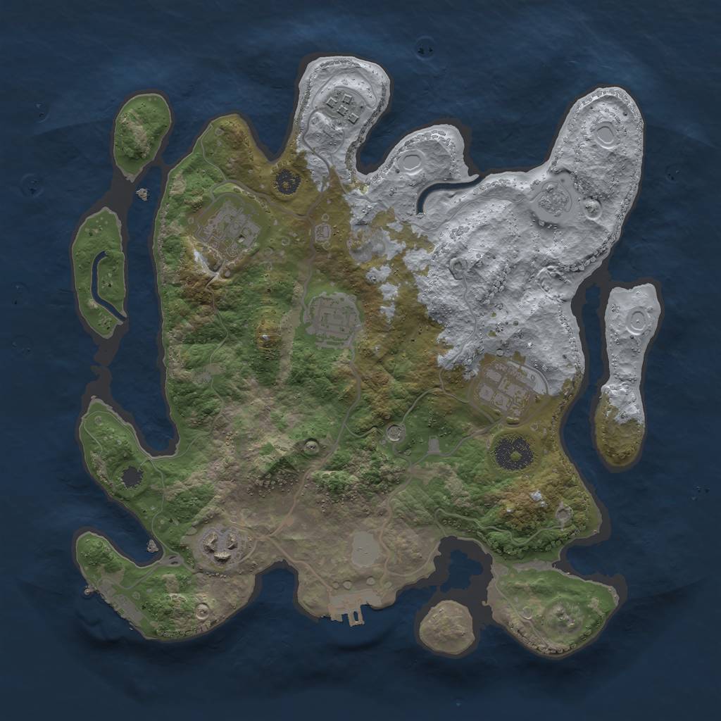 Rust Map: Procedural Map, Size: 3000, Seed: 1742839, 14 Monuments