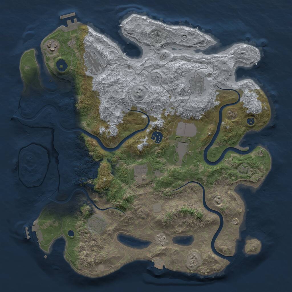 Rust Map: Procedural Map, Size: 3800, Seed: 800580537, 14 Monuments