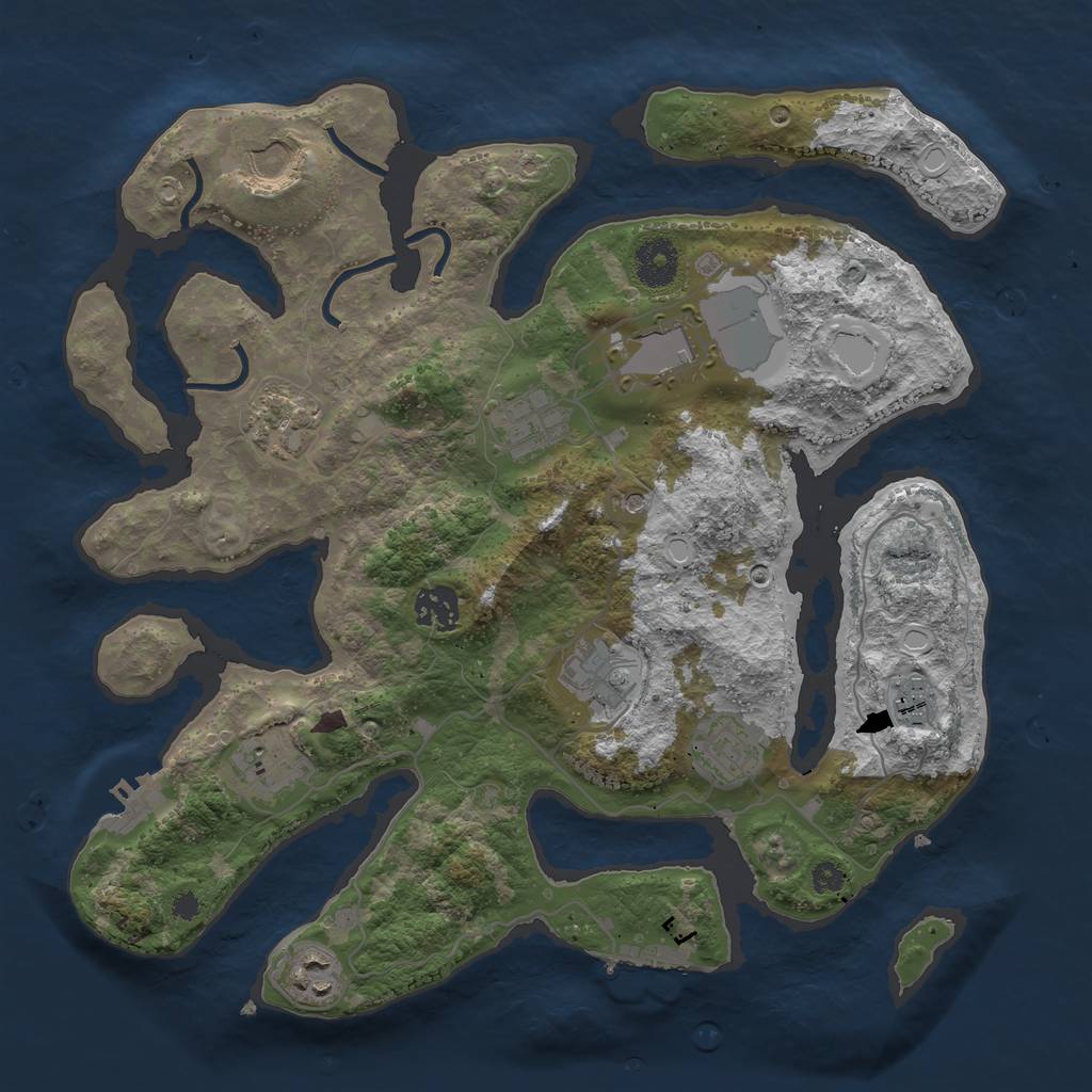 Rust Map: Procedural Map, Size: 3500, Seed: 88309539, 21 Monuments