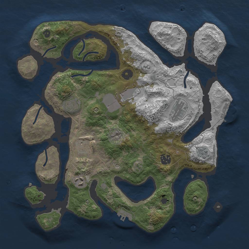 Rust Map: Procedural Map, Size: 3500, Seed: 185693247, 18 Monuments