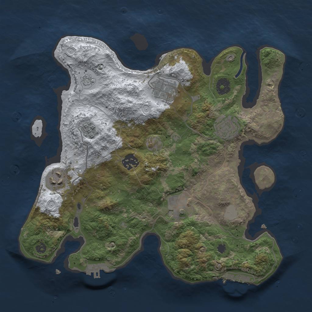 Rust Map: Procedural Map, Size: 3000, Seed: 742066, 14 Monuments