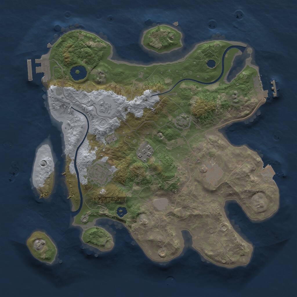 Rust Map: Procedural Map, Size: 2842, Seed: 2, 8 Monuments