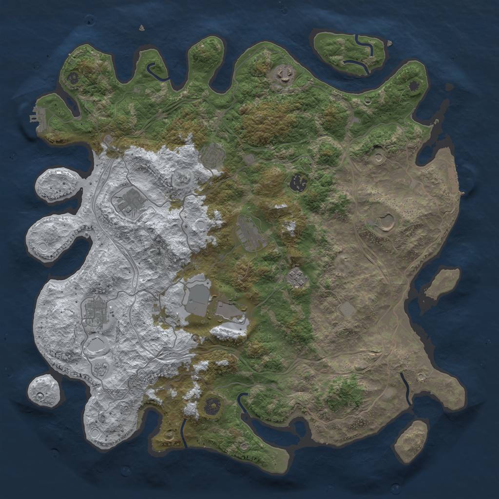 Rust Map: Procedural Map, Size: 4300, Seed: 62552990, 18 Monuments