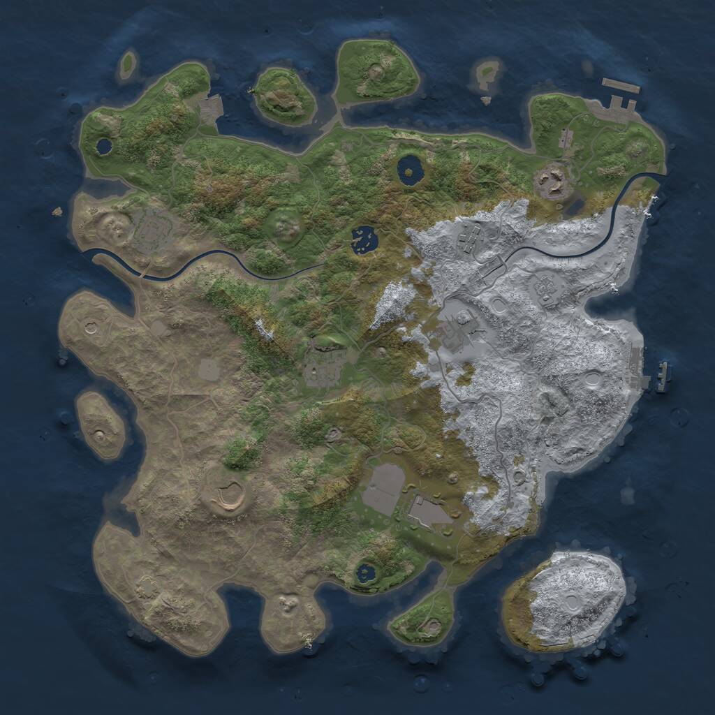 Rust Map: Procedural Map, Size: 3800, Seed: 71747371, 14 Monuments