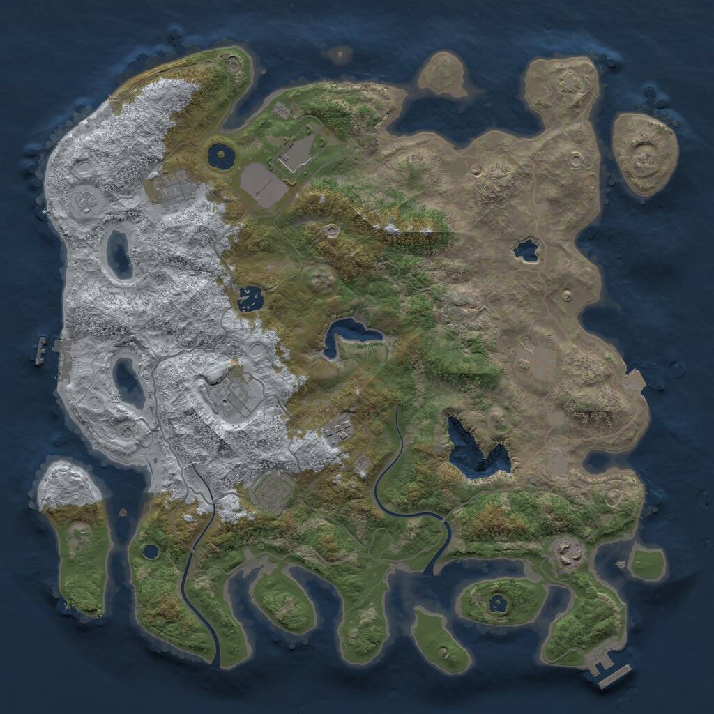 Rust Map: Procedural Map, Size: 4000, Seed: 378801393, 14 Monuments