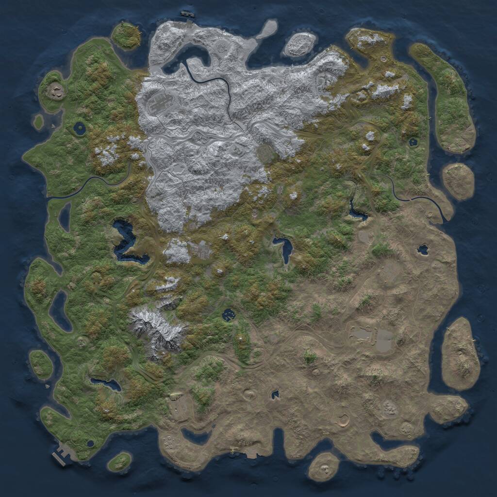 Rust Map: Procedural Map, Size: 6000, Seed: 2104003156, 17 Monuments