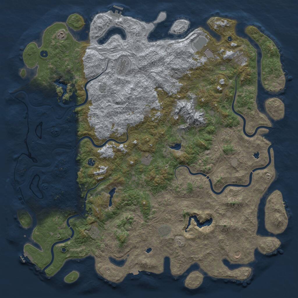 Rust Map: Procedural Map, Size: 6000, Seed: 2104003156, 17 Monuments