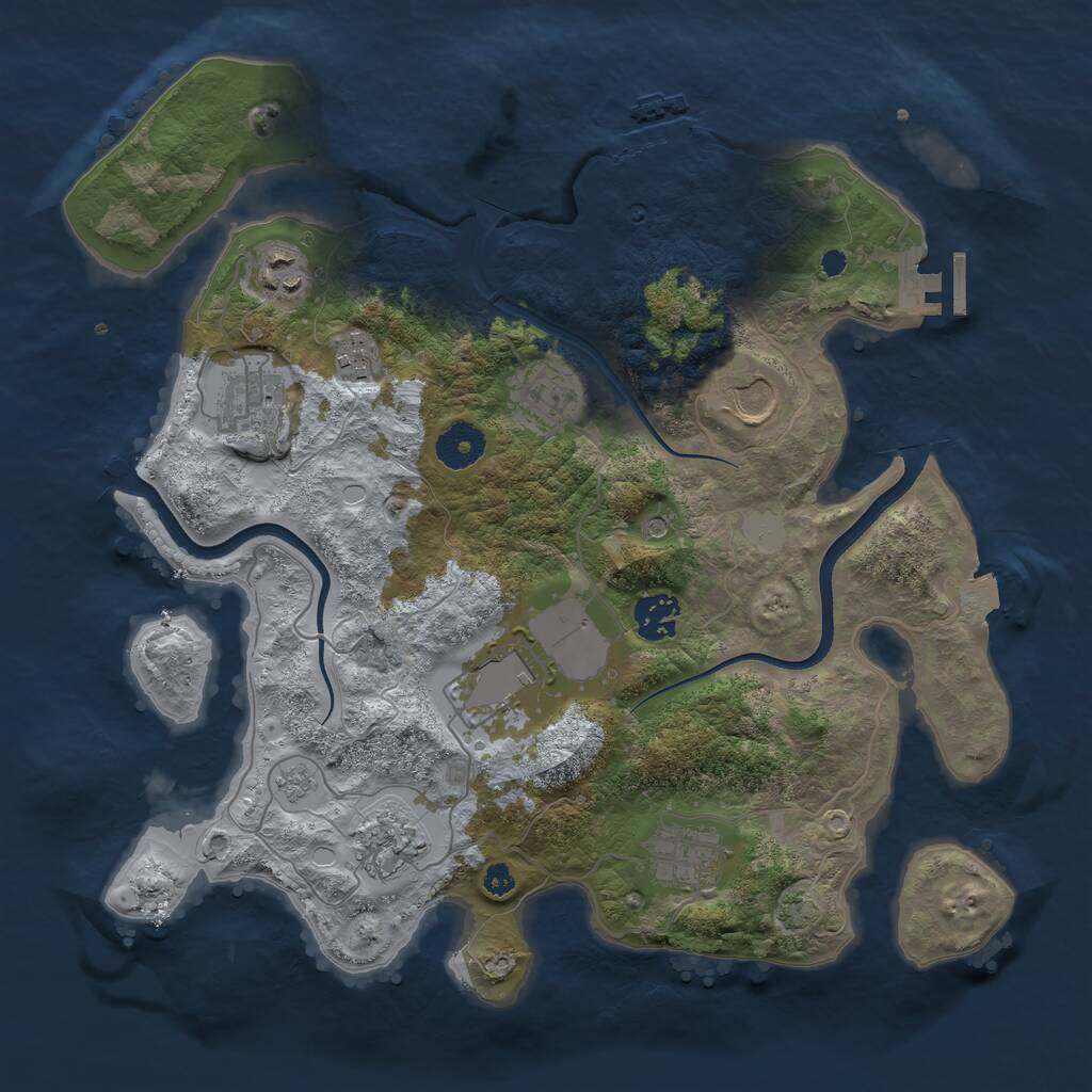 Rust Map: Procedural Map, Size: 3500, Seed: 5489, 15 Monuments