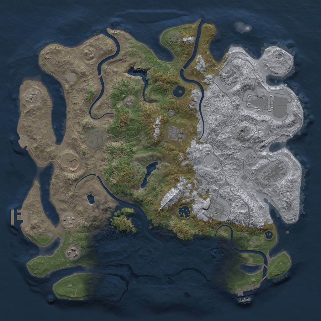 Rust Map: Procedural Map, Size: 4100, Seed: 2732787, 16 Monuments