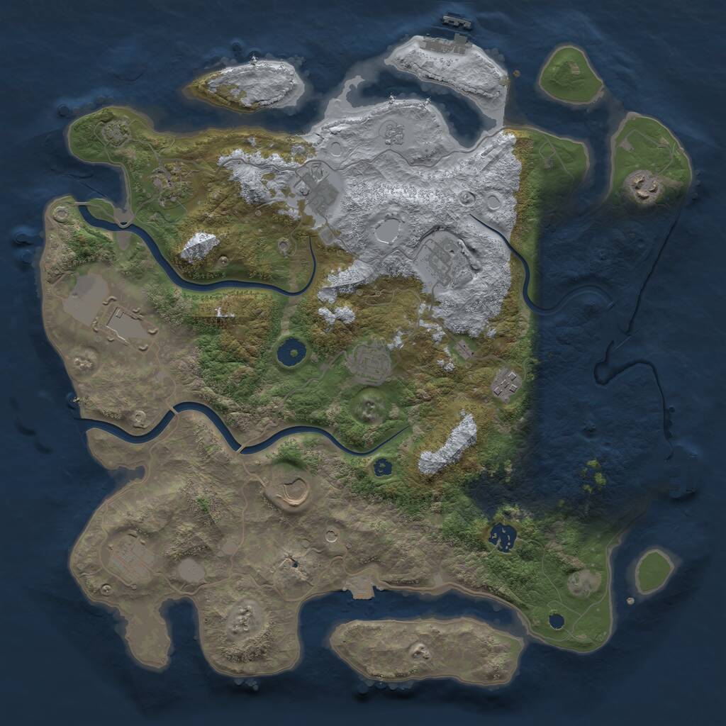 Rust Map: Procedural Map, Size: 3950, Seed: 964289935, 16 Monuments
