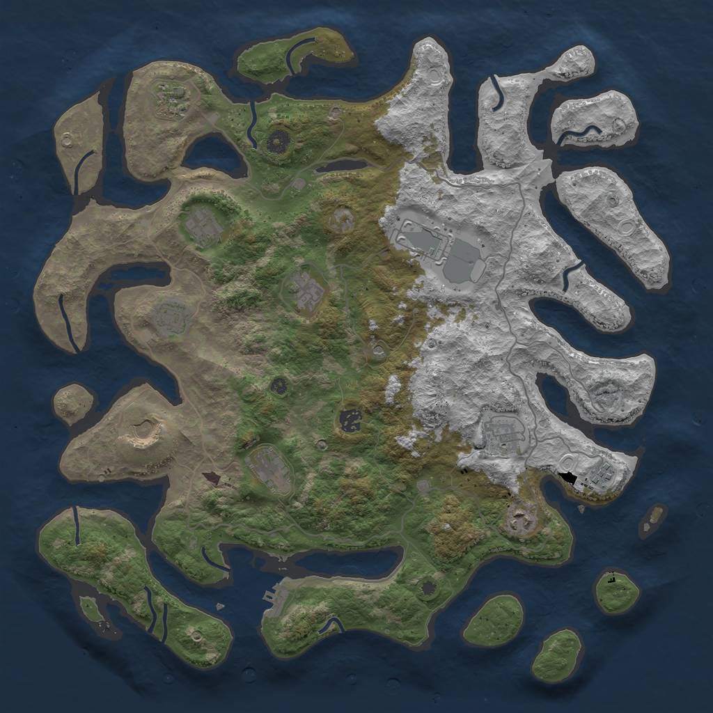 Rust Map: Procedural Map, Size: 4500, Seed: 1184083457, 21 Monuments