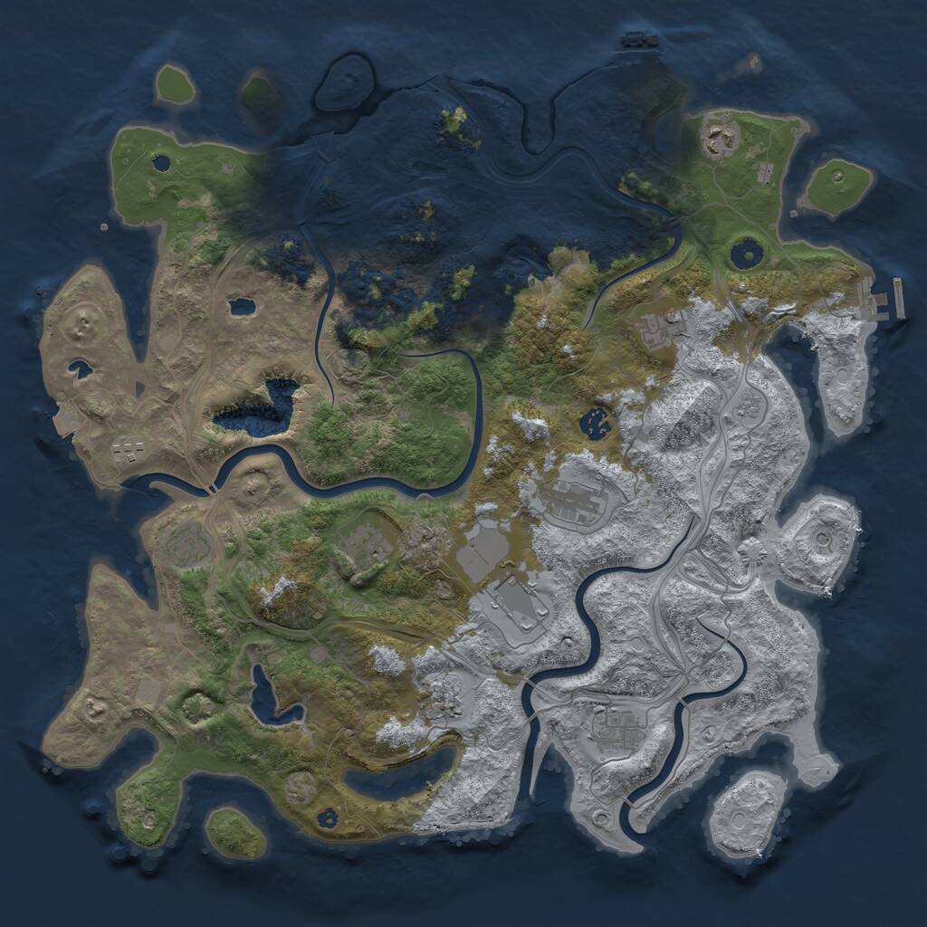 Rust Map: Procedural Map, Size: 4500, Seed: 213435321, 16 Monuments